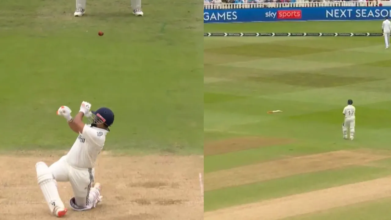 Rishabh Pant's bat goes flying in air during ENG vs IND 2nd Test